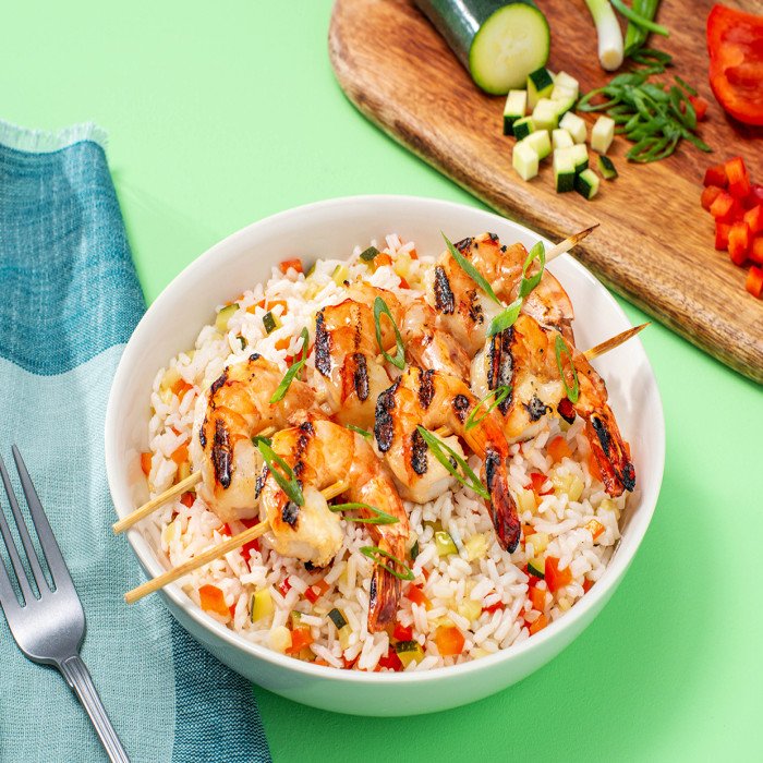 Grilled Shrimp Over Rice